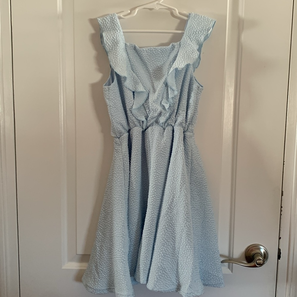 Pippa & Julie Light Blue Ruffle Sleeveless Fit-and-Flare Dress